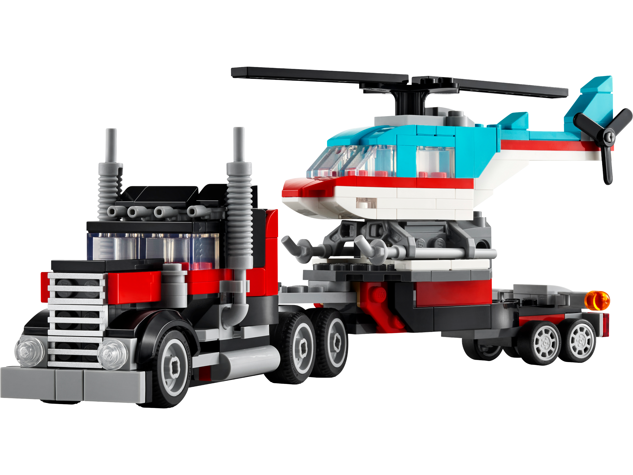 Flatbed Truck with Helicopter
