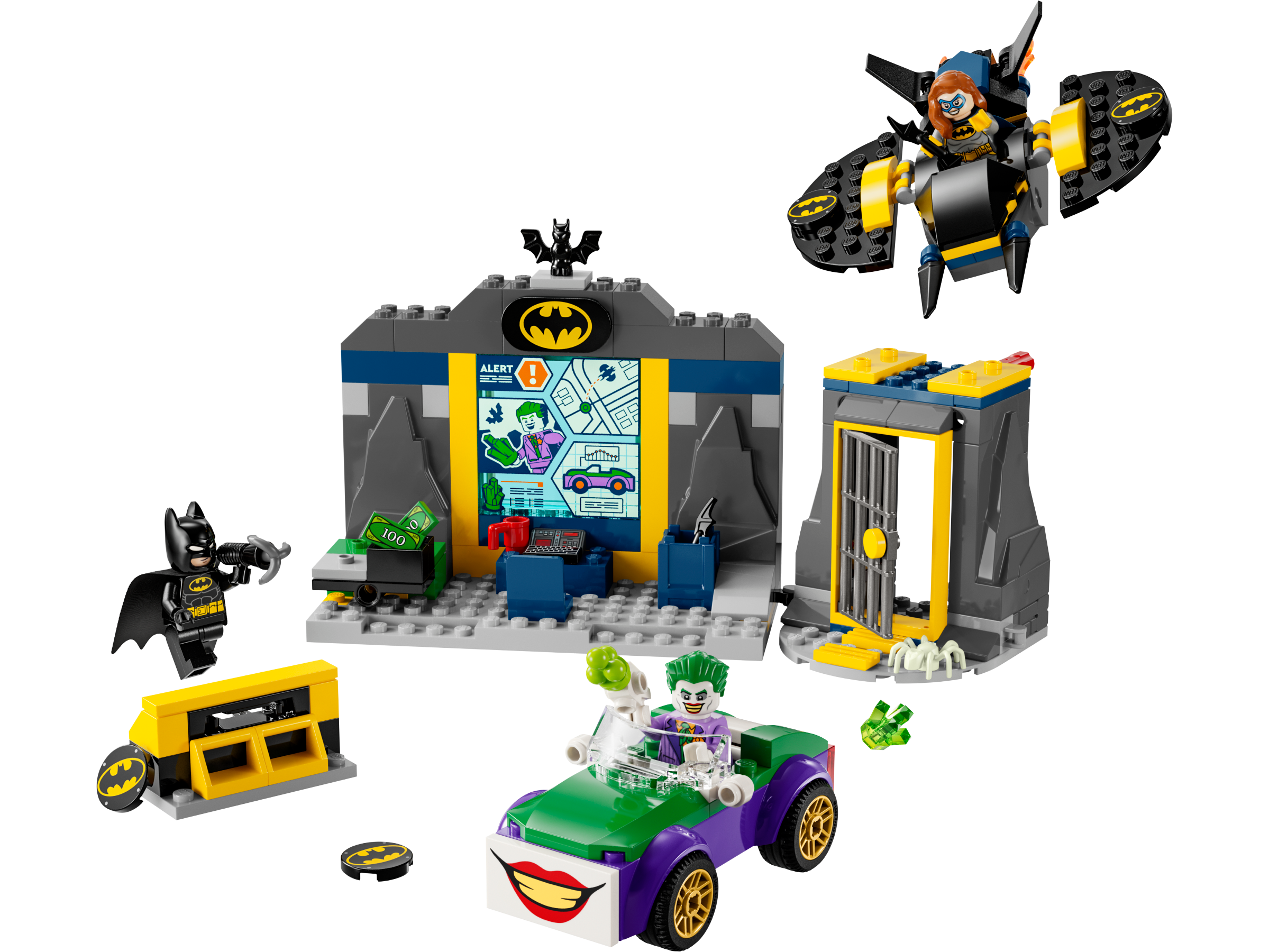 The Batcave with Batman, Batgirl and The Joker