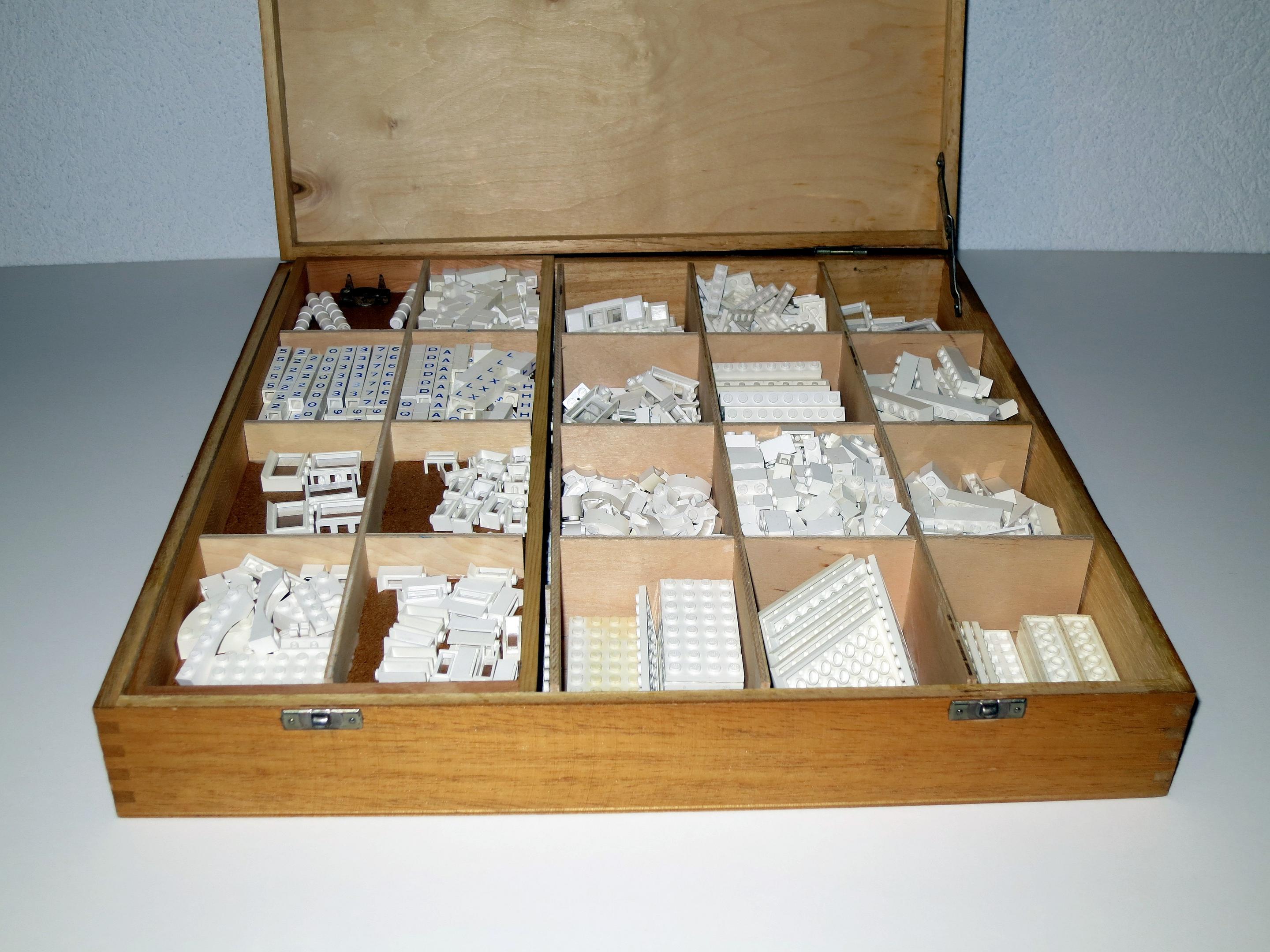 Wooden Storage Box Large (Double Latch) with Contents, with Lattice