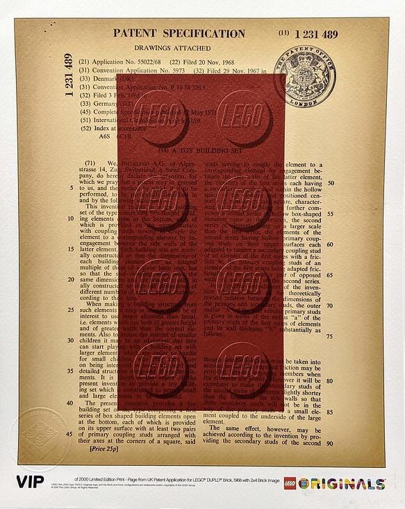 UK Patent LEGO DUPLO Brick 1968 Art Print